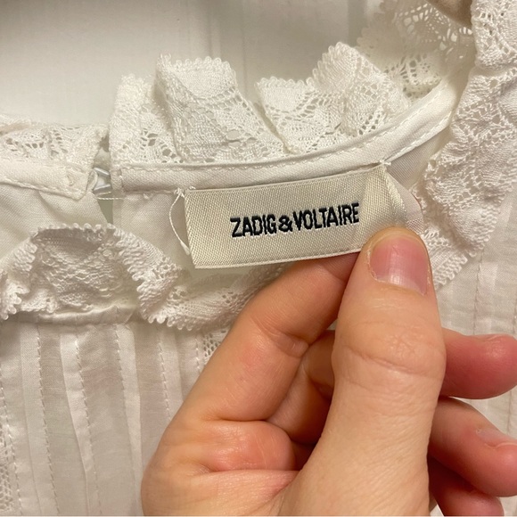 Zadig & Voltaire White Romane Coton Blouse - Picture 7 of 12